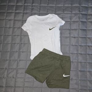 Nike Kids Matching Set - White and Olive